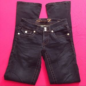 2/$20 Seven7 Bling Dark Skinny Flare Stretch Jeans